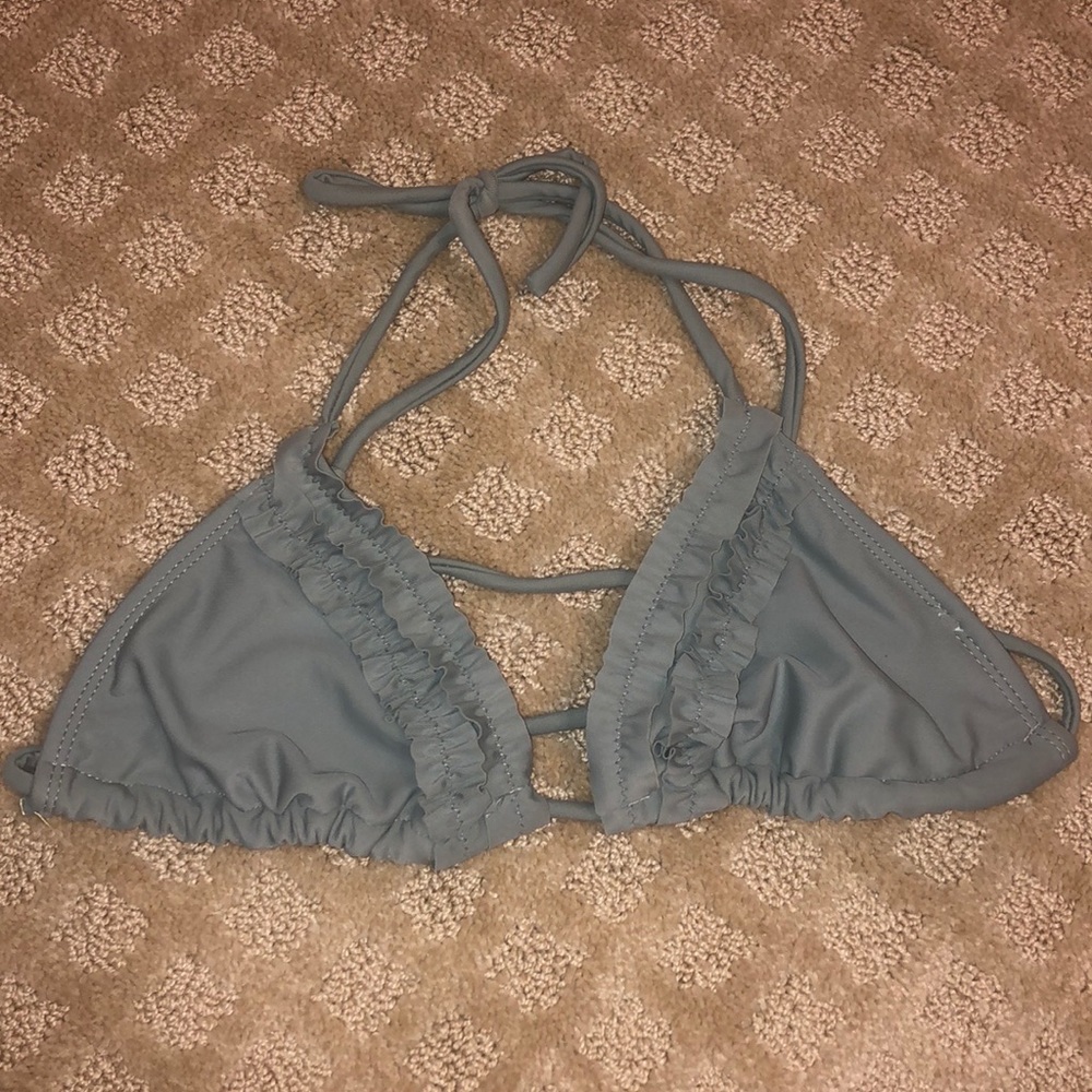 EUC pacsun la hearts khaki green ruffle bikini top